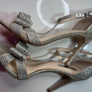 INC International Open Toe Bow Ankle Sparkle Size 9